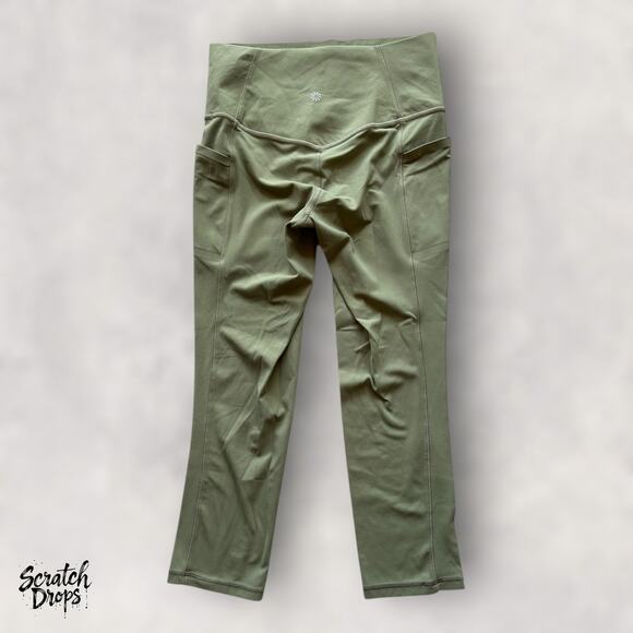 Athleta Womens Olive Green Leggings Small T Waist 25 Inseam 22 Rise 9 Stretch - Picture 1 of 3